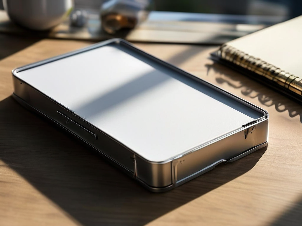 Blank divider cards and compact storage tray on brushed metal surface, organized digital template references.